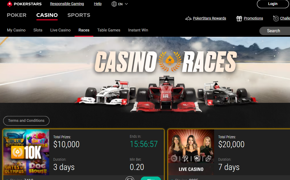 screenshot PokerStars Casino Races.