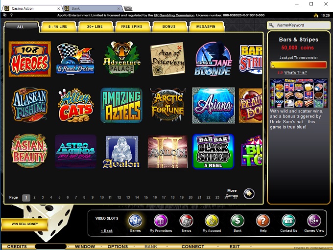 Casino action screenshot del video poker.