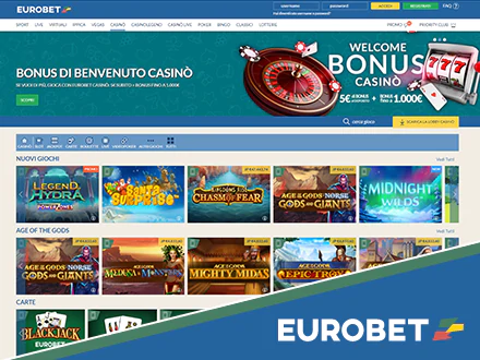 Eurobet Casino screenshot bonus benvenuto